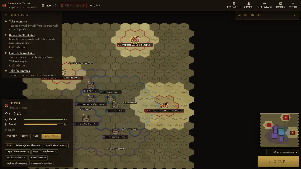 Titus's legions camped around Jerusalem in the spring of 70 AD, from the Year of Fire storyline